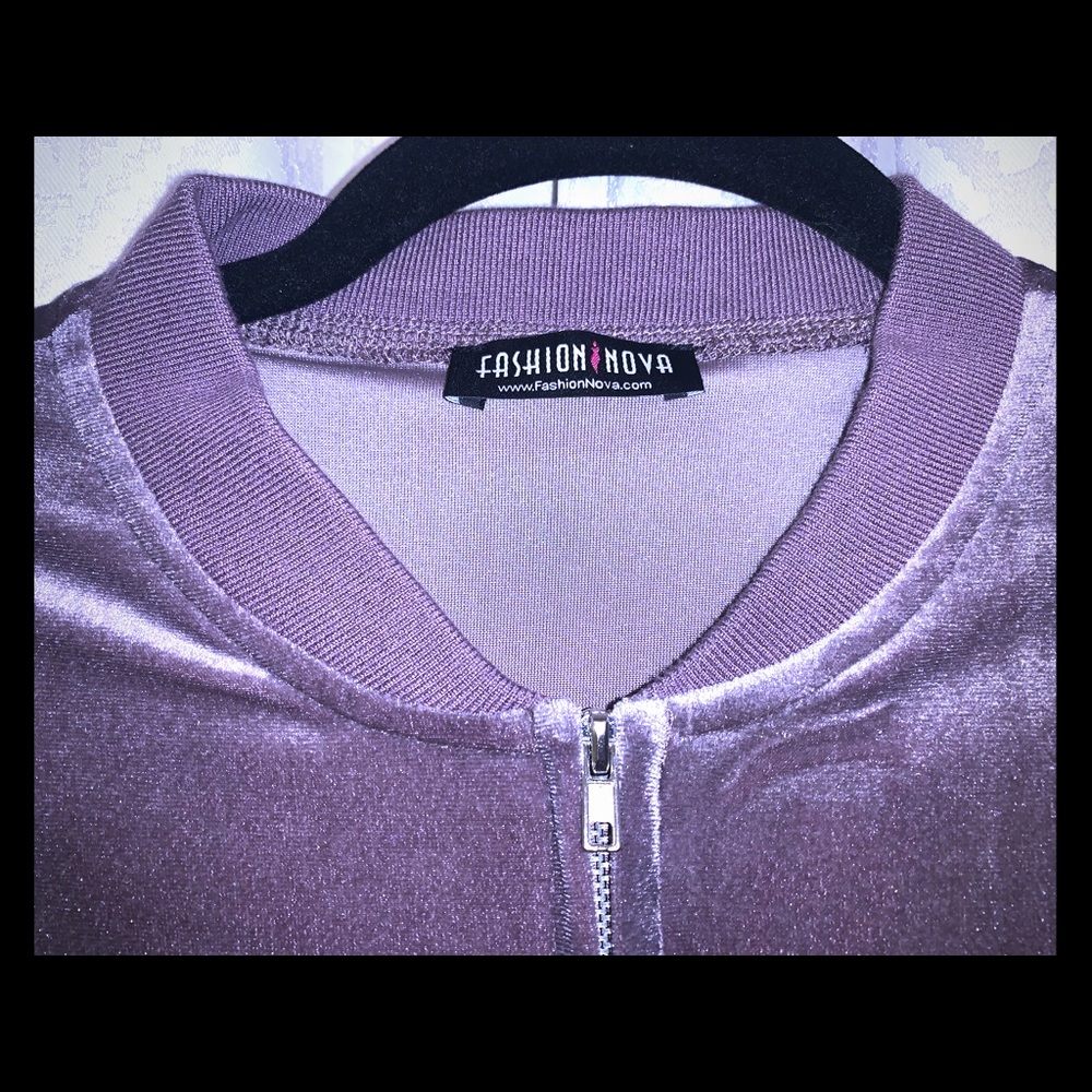 Fashion Nova Purple Velour Zip-Up Jacket